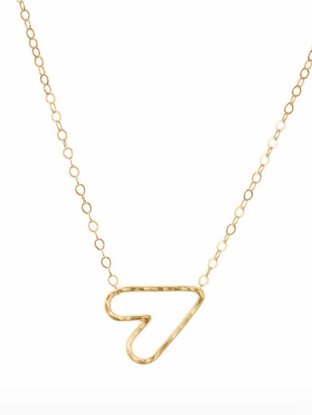 Delicate Gold Heart Outline Pendant Necklace